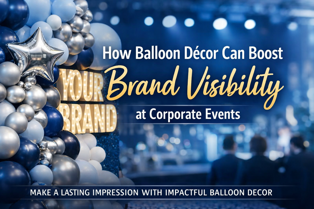 Luxury corporate balloon décor setup enhancing brand visibility at an event